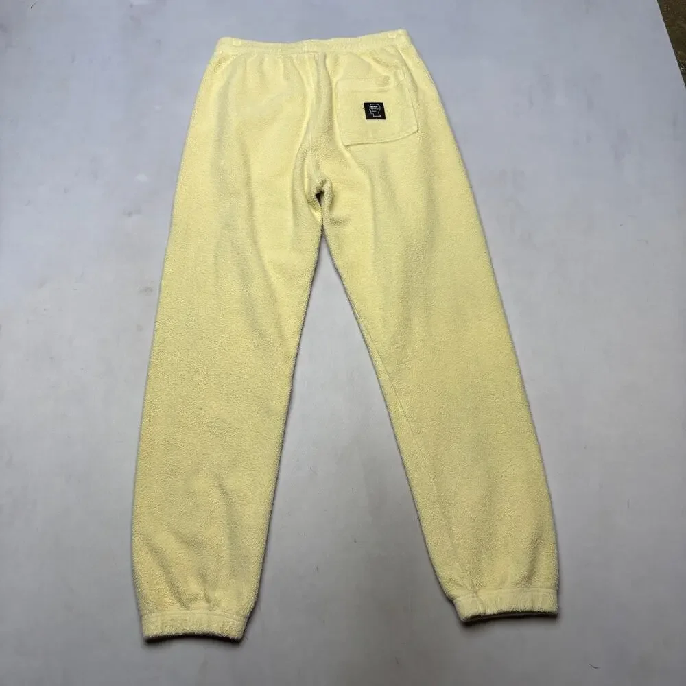 Brain Dead Reverse Fleece Sweatpants Men's Small Yellow Fleece Joggers
